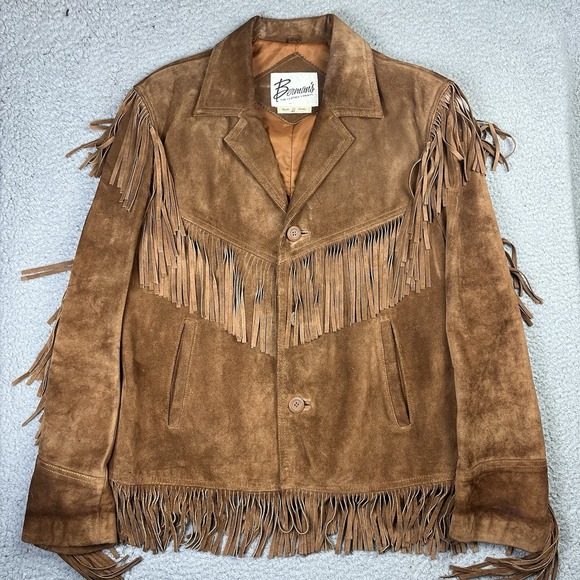 Berman’S Other - VTG Berman's Buckskin Suede Leather Fringe Jacket Western Boho Cowboy Mens 42